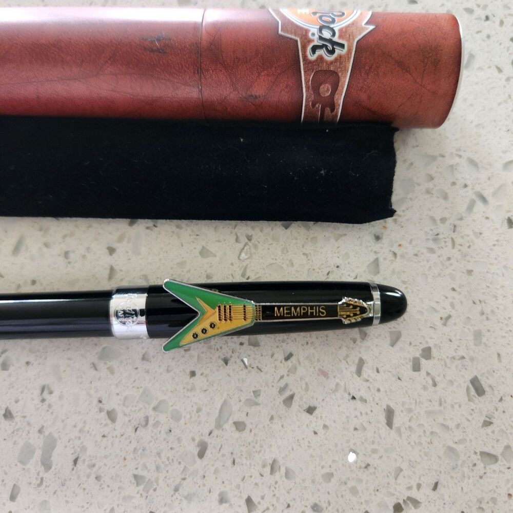 Hard Rock Cafe Memphis Flying V Guitar Pen Original Cigar Tube Collectible - Picture 2 of 10